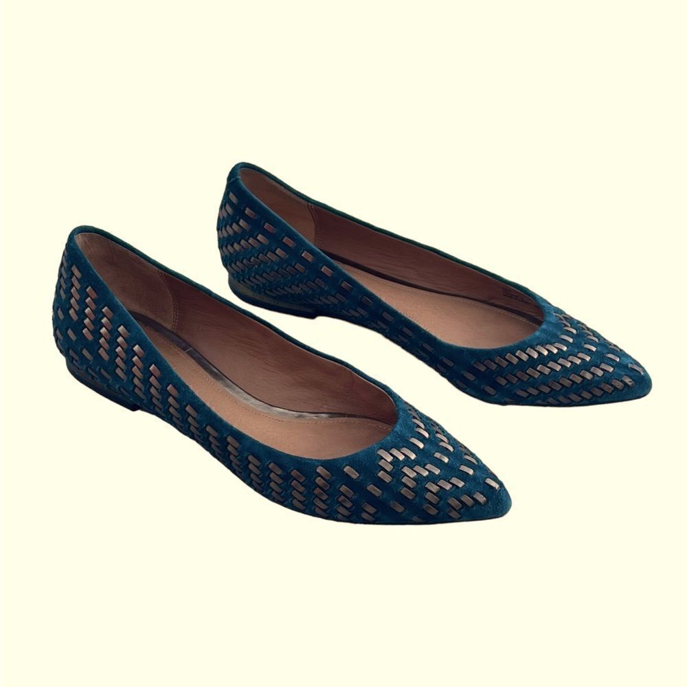 Coach Pointed Toe Woven Suede/Leather Ballet Flats Excellent Condition Size 6.5 - Picture 6 of 9